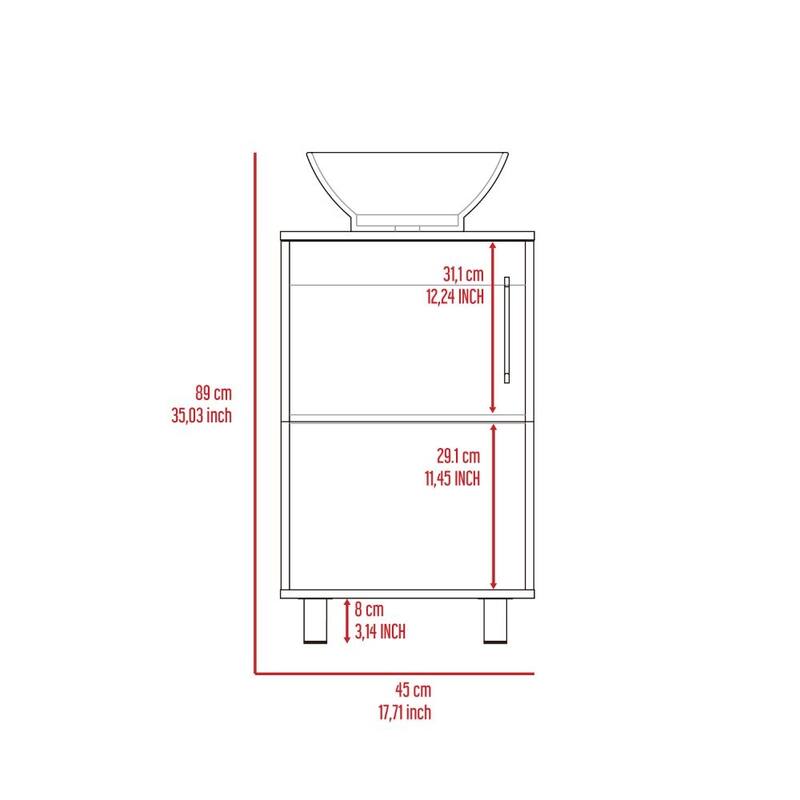 Compact Bathroom Vanity with Resin Sink, Ample Storage, and Humidity-Resistant Legs - 35 Inches High - 17.71in L