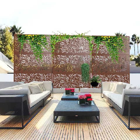 Privacy Screen Free Standing Bamboo Leaves