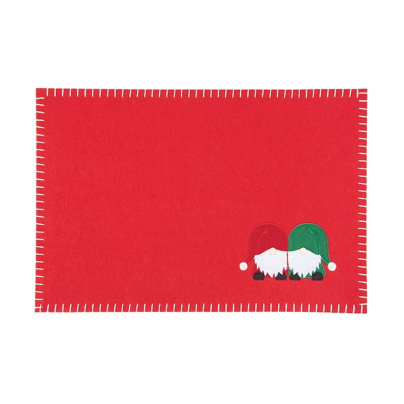 Naughty Or Nice Gnome Felt Placemats Set of 6, 12" x 18"