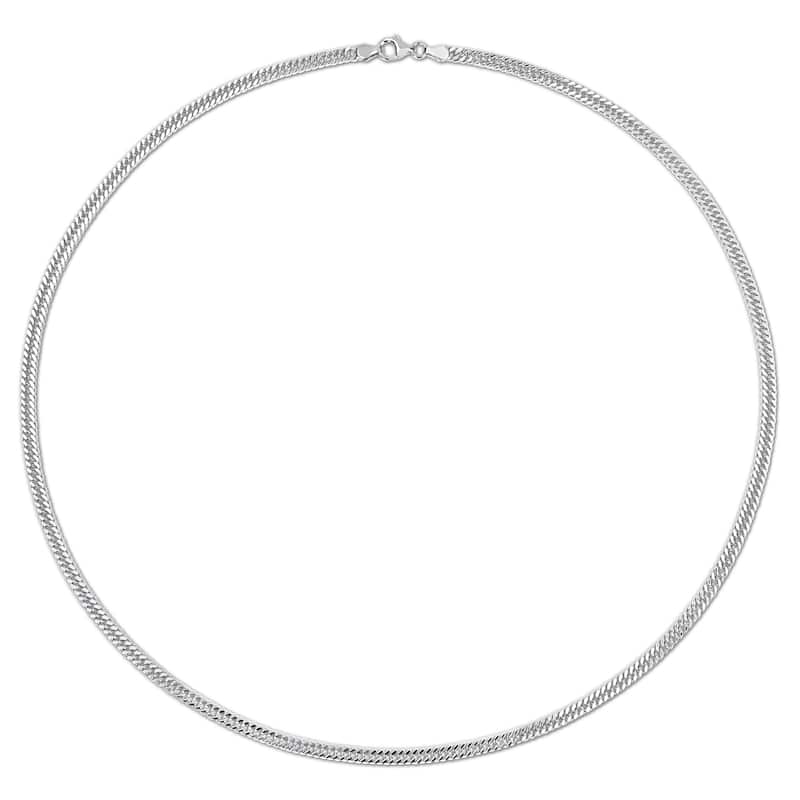 Miadora Sterling Silver Double Fancy Curb Link Necklace