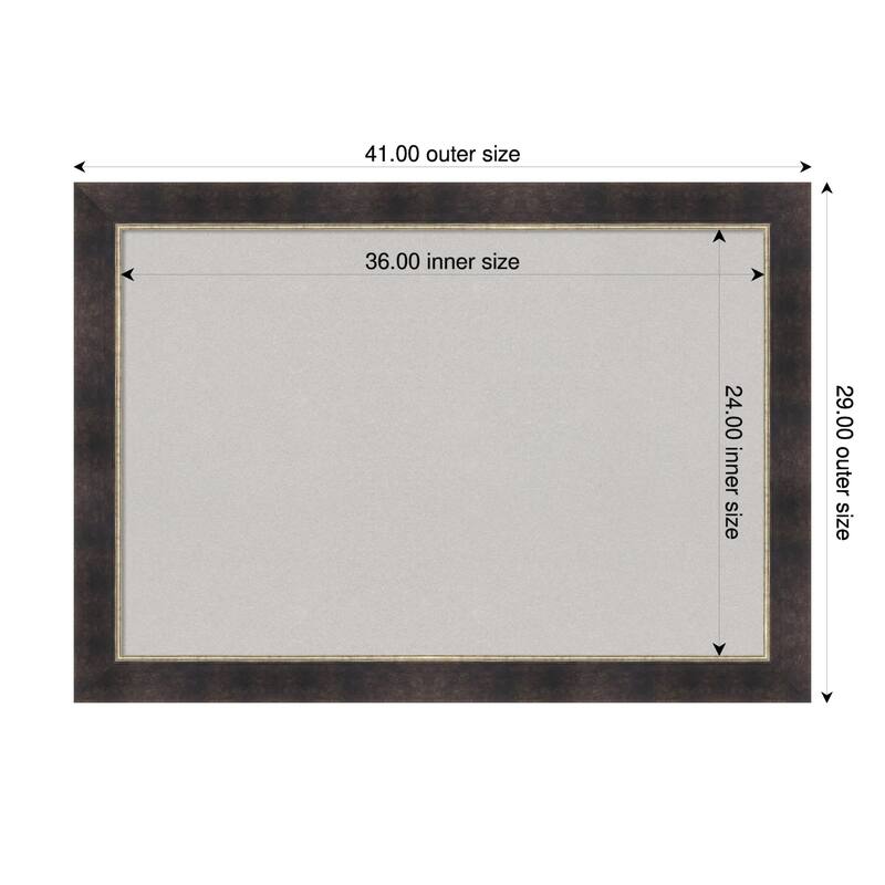 Odin Antique Bronze Wood Framed Cork Board - Bulletin Board, Organization Board, Pin Board - Grey - 41 x 29 in