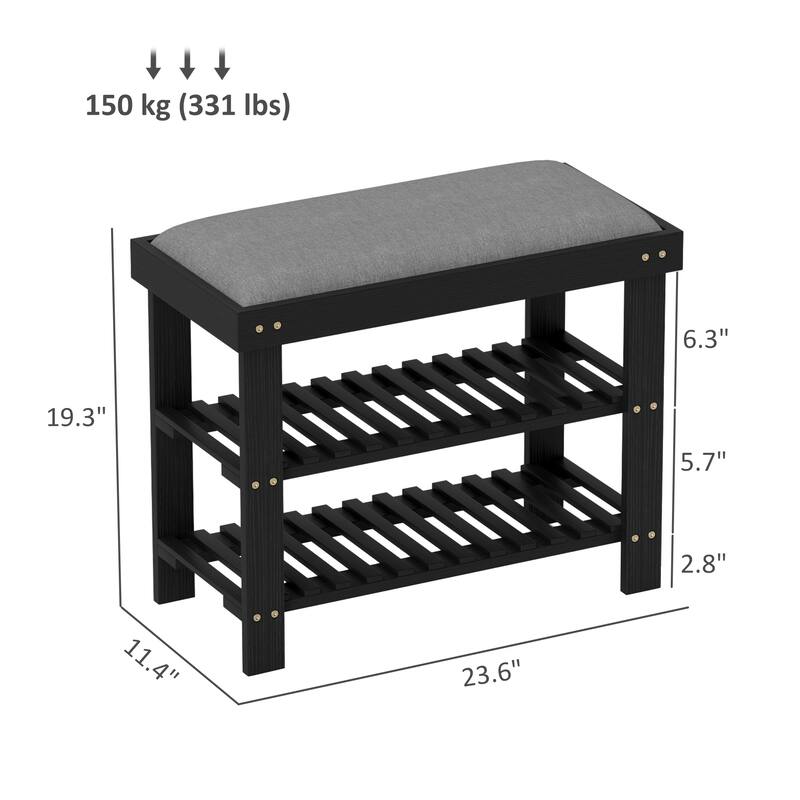 Shoe Organizer, Shoe Storage Bench, 3-Tier Entryway Bench