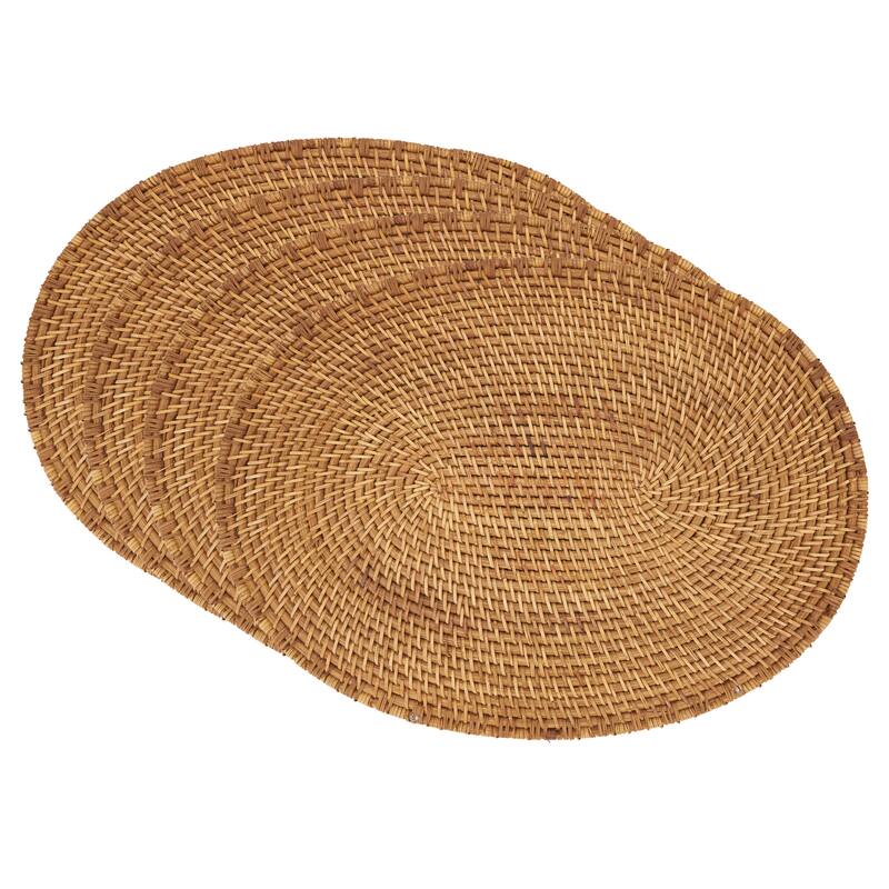 Rattan Placemats With Woven Design (Set of 4)