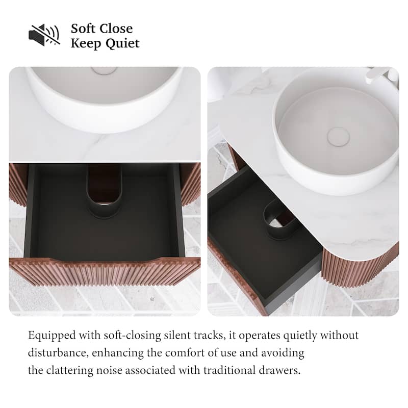 Wall-Mounted Bathroom Vanity with White Round Ceramic Sink