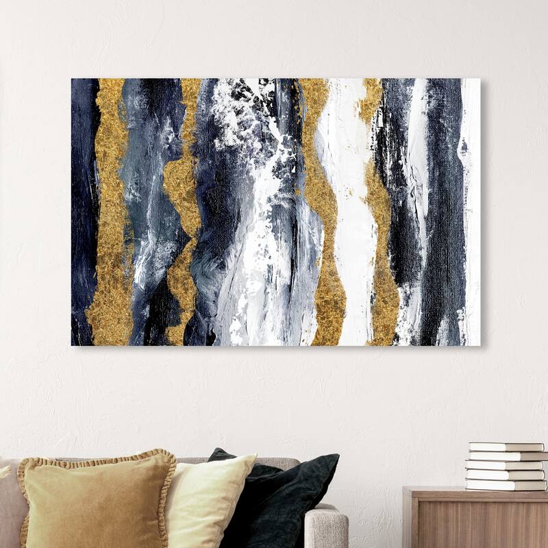 Wynwood Studio Canvas Abstract Bridgerton Wave Noire Blue and Navy Blue Modern & Contemporary Wall Art Canvas Print - 36 x 54