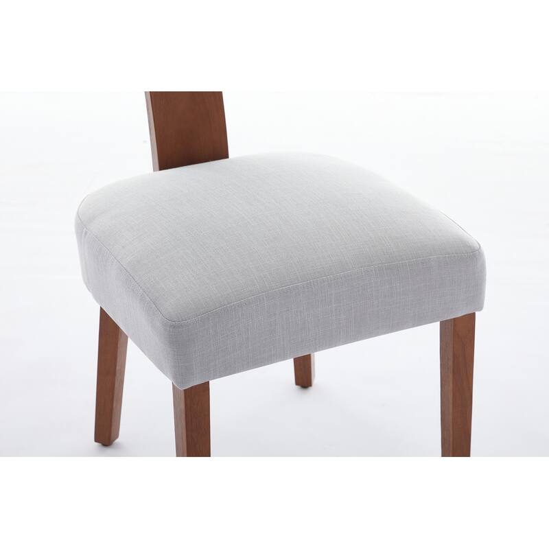 Set of 2 Linen Fabric Modern Armless Dining Chairs With Curved backrest and Solid Wooden Legs for Dining Room Living Room