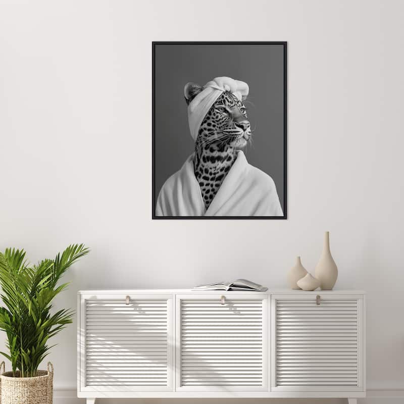 Lady Leopard Spa Day by Niky Rahner Framed Canvas Wall Art