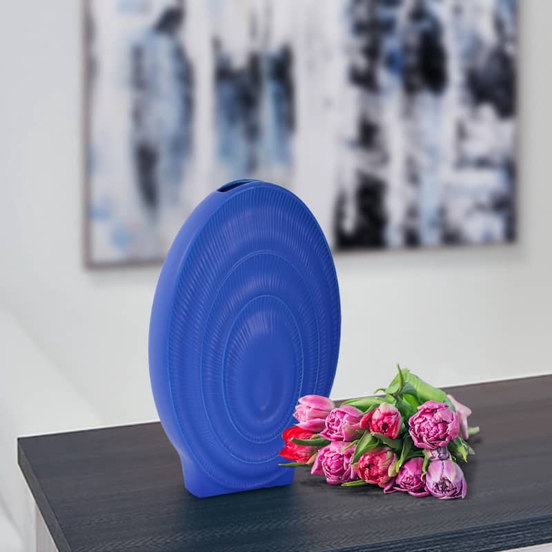 Allan Andrews Radiant Blue Ribbed Ceramic Vase Collection