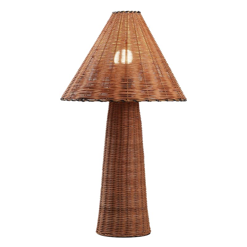 Kara 26.5" Woven Rattan Tapered Cylinder LED Table Lamp