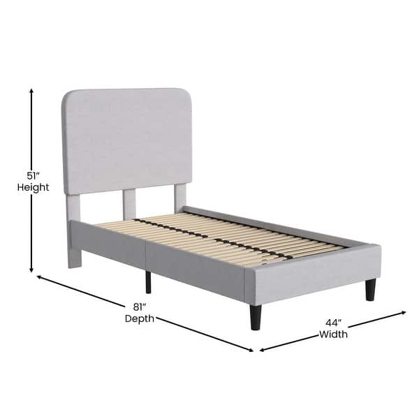 dimension image slide 4 of 8, Platform Bed with Headboard - No Foundation Needed