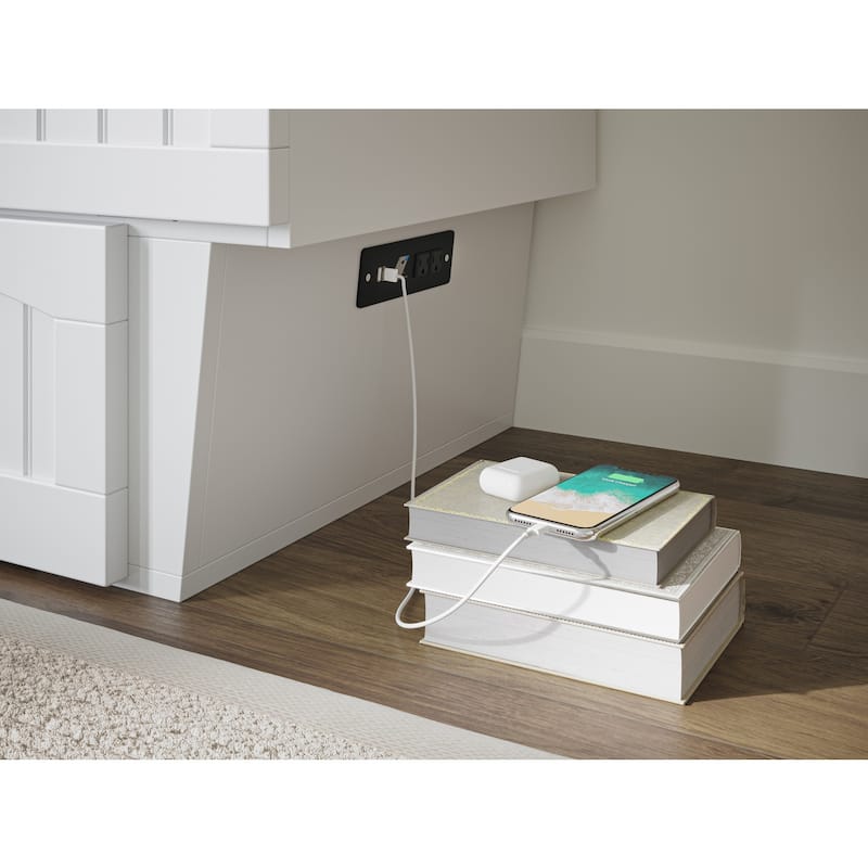 Murphy Bed Chest - Storage Drawer & USB Charger - Space Saving Furniture