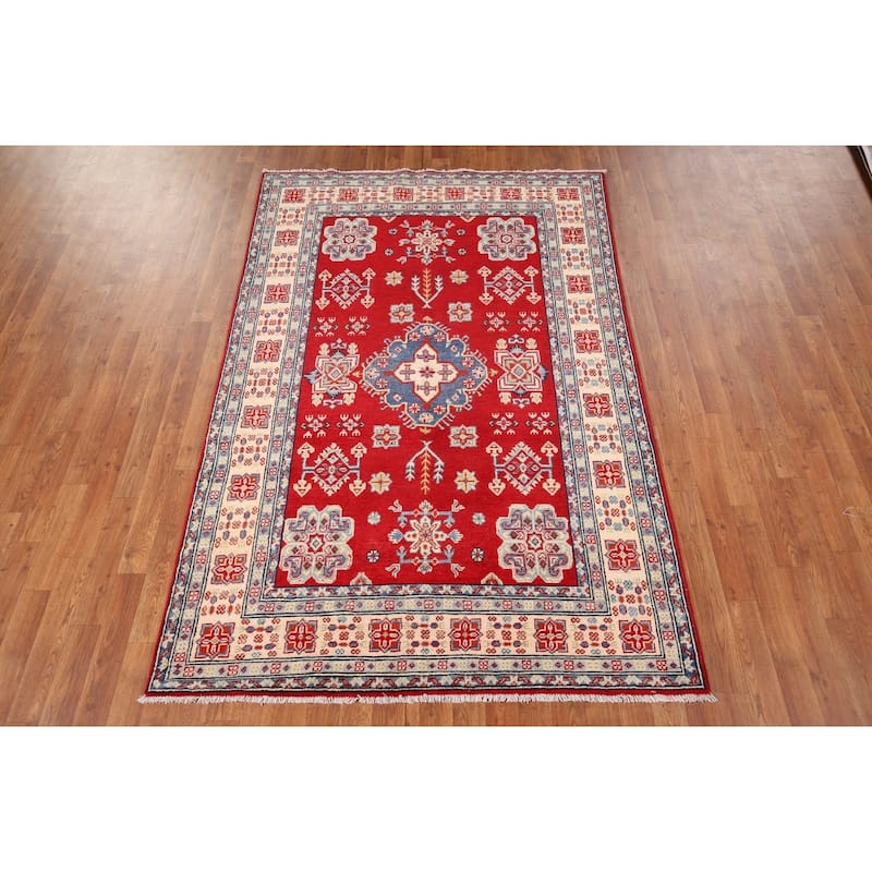 Traditional Red Kazak Oriental Area Rug Handmade Wool Carpet - 4'9" x 7'4"