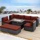 preview thumbnail 62 of 154, FINCATI Outdoor High-back Wicker Patio Sectional Set, 500 lbs Luxury Oversized Conversation Set, Spacious Couch Set 9 Pieces-B - Red
