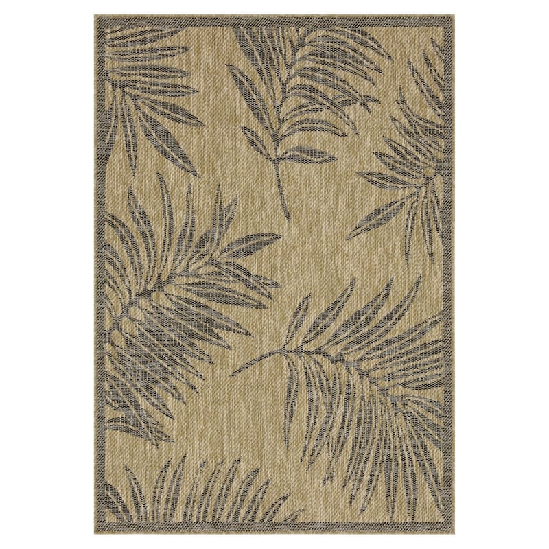 Indoor/Outdoor Area Rug/ Runner/ Doormat -Machine Washable, Weather and UV Resistant-Waterproof-Liana - 2'6''x3'5'' - Natural&Black
