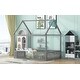 preview thumbnail 4 of 22, Full Size House Bed with Fence, Door, and Distressed Finish - Durable Pine Wood, Grey