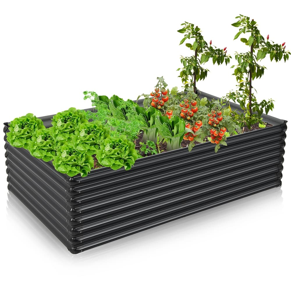 Costway 1 PC Galvanized Raised Garden Bed Outdoor Planter Box Firewood - See Details