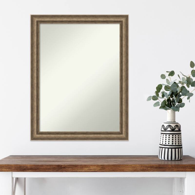 Angled Non-Beveled Wood Framed Wall Mirror