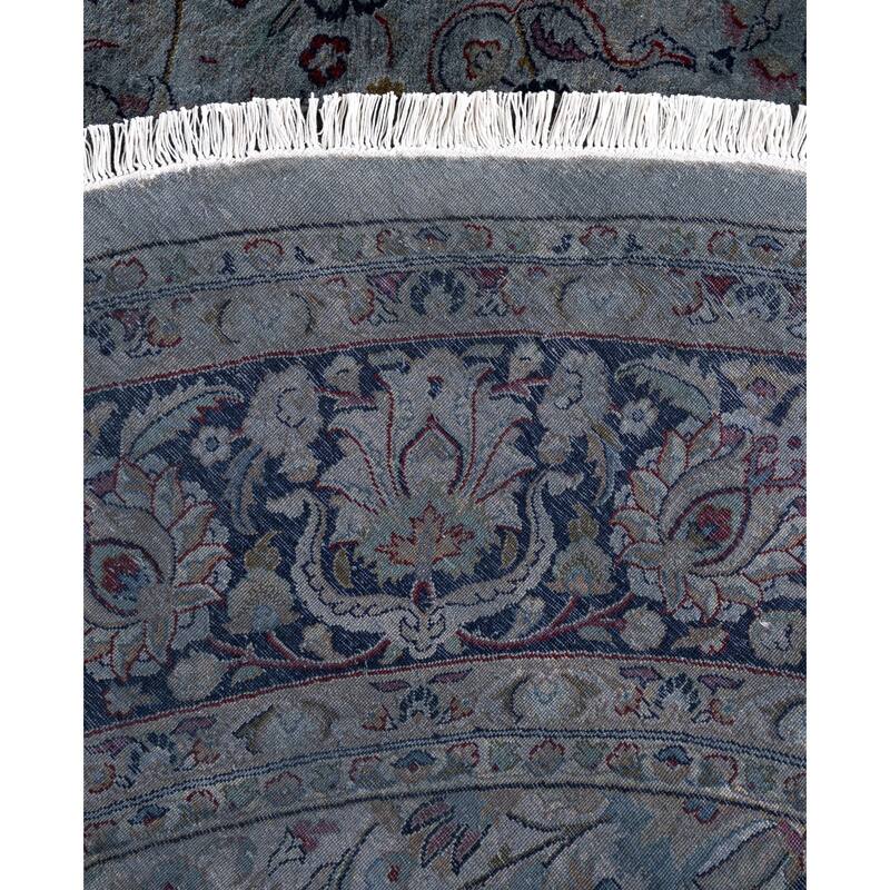 Overdyed One-of-a-Kind Hand-Knotted Round Area Rug - Gray - 8' 0" x 8' 1"