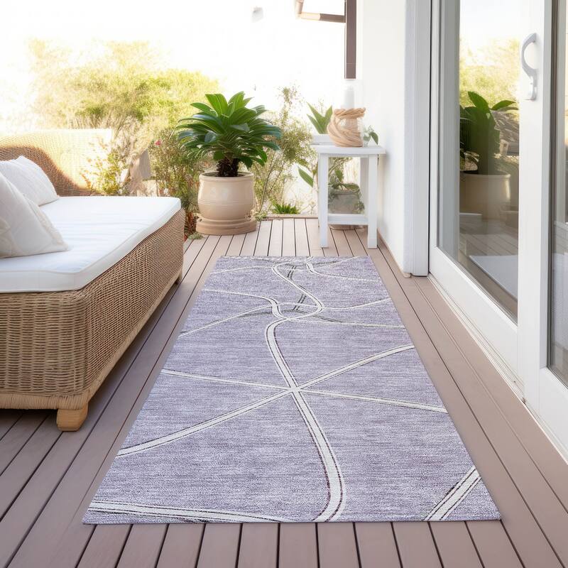 Machine Washable Indoor/ Outdoor Contemporary Links Chantille Rug - Lavender - 2'3" x 7'6"