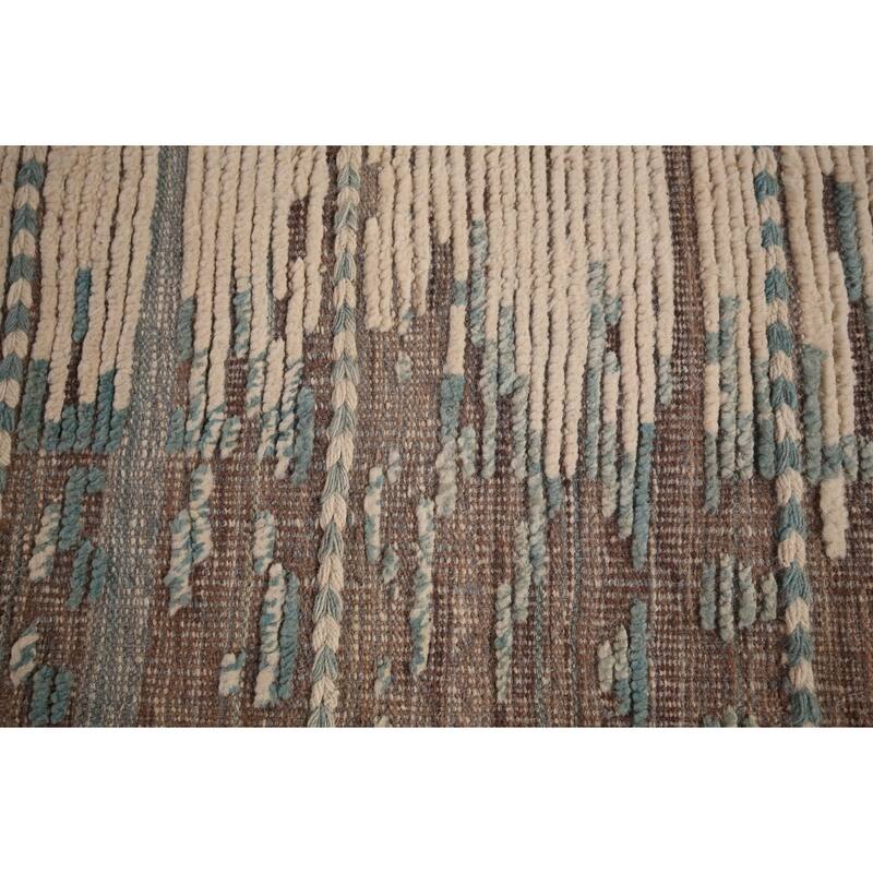 Ivory Moroccan Oriental Large Area Rug Handmade Bedroom Wool Carpet - 12'1"x 15'5"