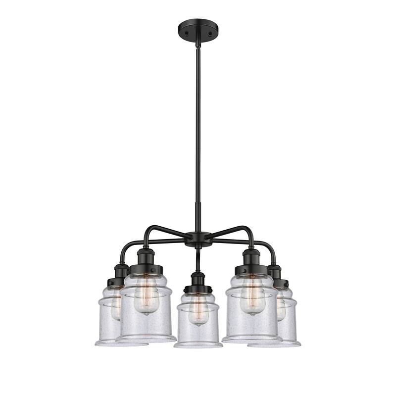 Innovations Lighting Canton - 5 Light 24" Stem Hung Chandelier - Seedy/Matte Black