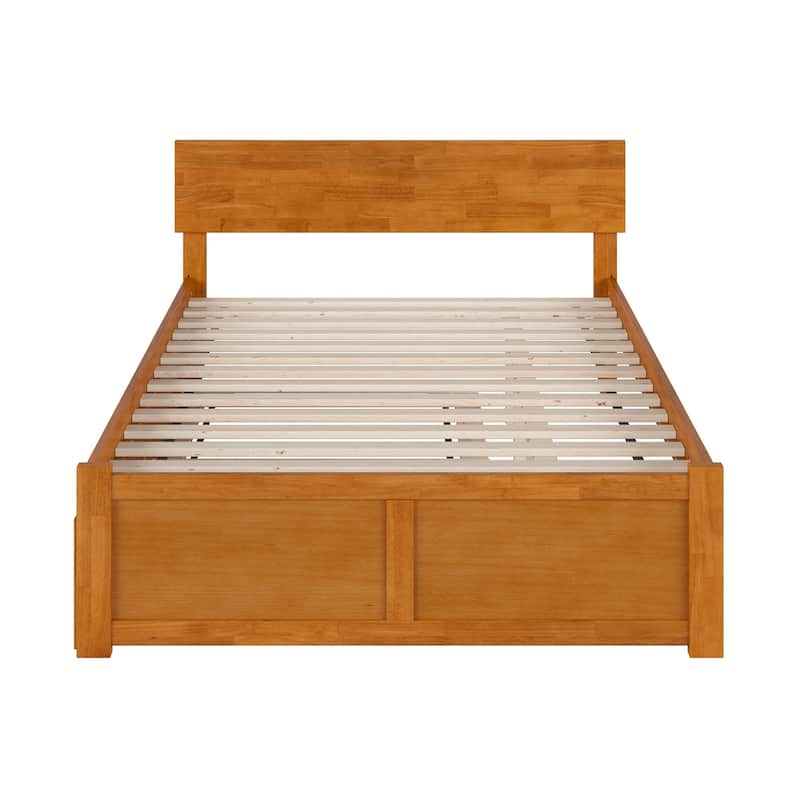 Orlando Platform Bed with Footboard and Twin Trundle Bed