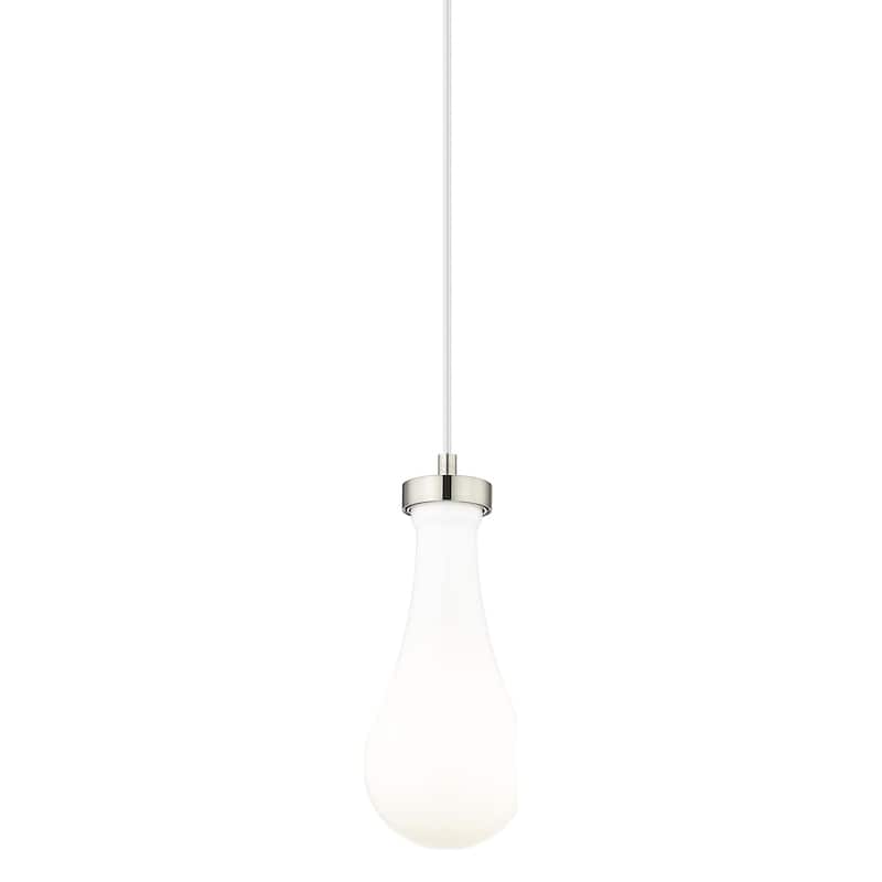 Innovations Lighting 451-1P-12-5 Owego Pendant Owego 1 Light 5" Wide - Satin Nickel / Gloss White