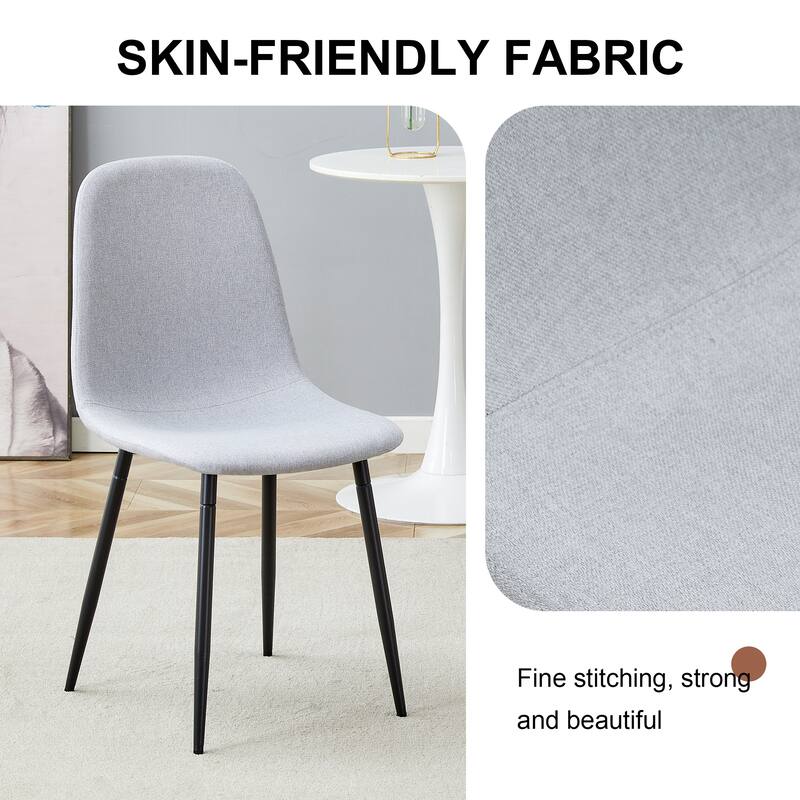 Rustic Dining Chair Side Chair Light Grey Vanity Chair Reception Chair Kitchen Chair Set of 4 with Metal Legs