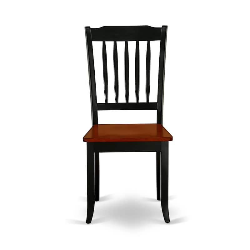 East West Furniture Kitchen Table Set Contains a Round Dining Table and Solid Wood Seat Chairs, Black & Cherry(Pieces Options)