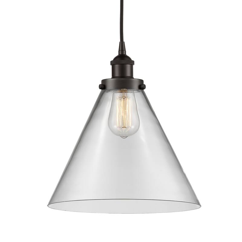 Innovations Lighting 616-1PH-15-12-L Cone Pendant Cone 12" Wide - Oil Rubbed Bronze / Clear