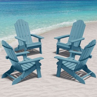 WINSOON All Weather HIPS Outdoor Folding Adirondack Chairs Outdoor Chairs  Set of 4