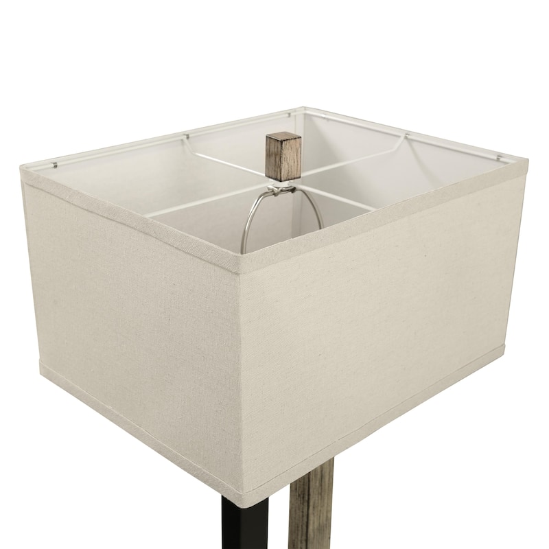25.9" Rectangle Cotton Shade Wood Table Lamps Set of 2