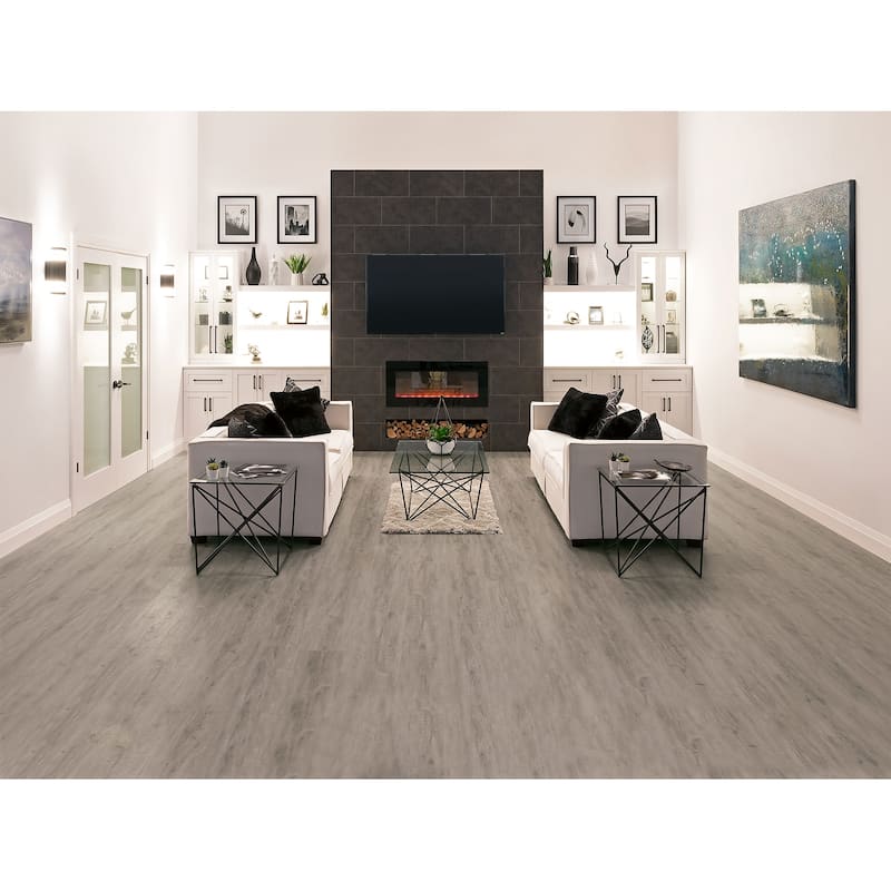 NewAge Products Stone Composite 9.5mm Luxury Vinyl Plank - 400 Sq.ft. Flooring Bundle - Gray Oak