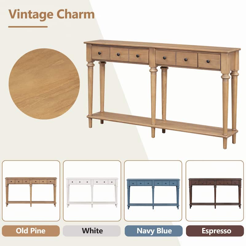 Entryway Table with 4 Drawers(Old Pine)