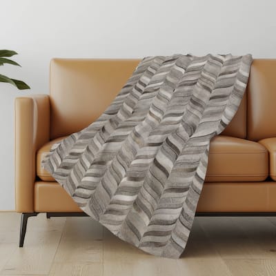 Premium Machine Washable ASB106 Faux Cowhide Sherpa Throw Blanket