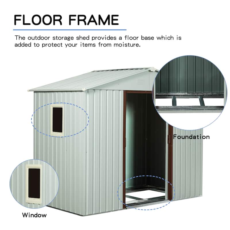 Rust-proof Metal Garden Shed with Lockable Sliding Door, Waterproof Storage Shed Tool Shed, Corrosion-Resistant
