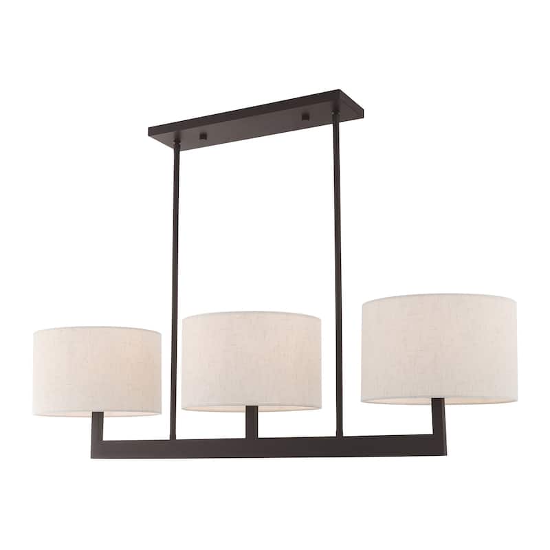 Livex Lighting Hayworth 3 Light 11" Wide Linear Chandelier with Fabric