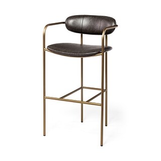 Parker Brown Faux-Leather Seat with Gold Metal Frame Bar Stool