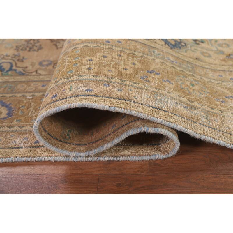 Hand Knotted Oriental 100% Wool Carpet Traditional Floral Oranges & Rust Mashad Area Rug - 9' 5'' X 6' 3''