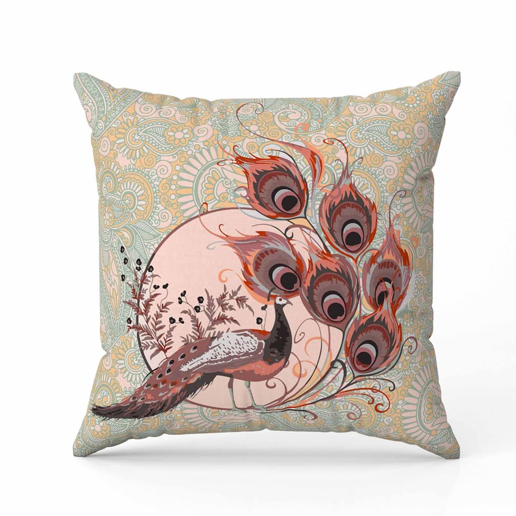 Paisley Peacock Dreams Faux Suede Reversible Throw Pillow Cambridge and Blue
