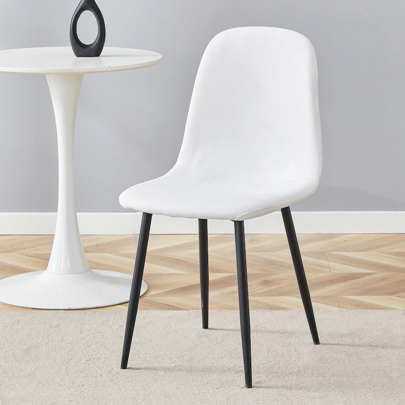 Minimalist Dining Chair Set of 4, Linen Fabric Kitchen Chair with Metal Legs Modern Armless Side Chair for Office