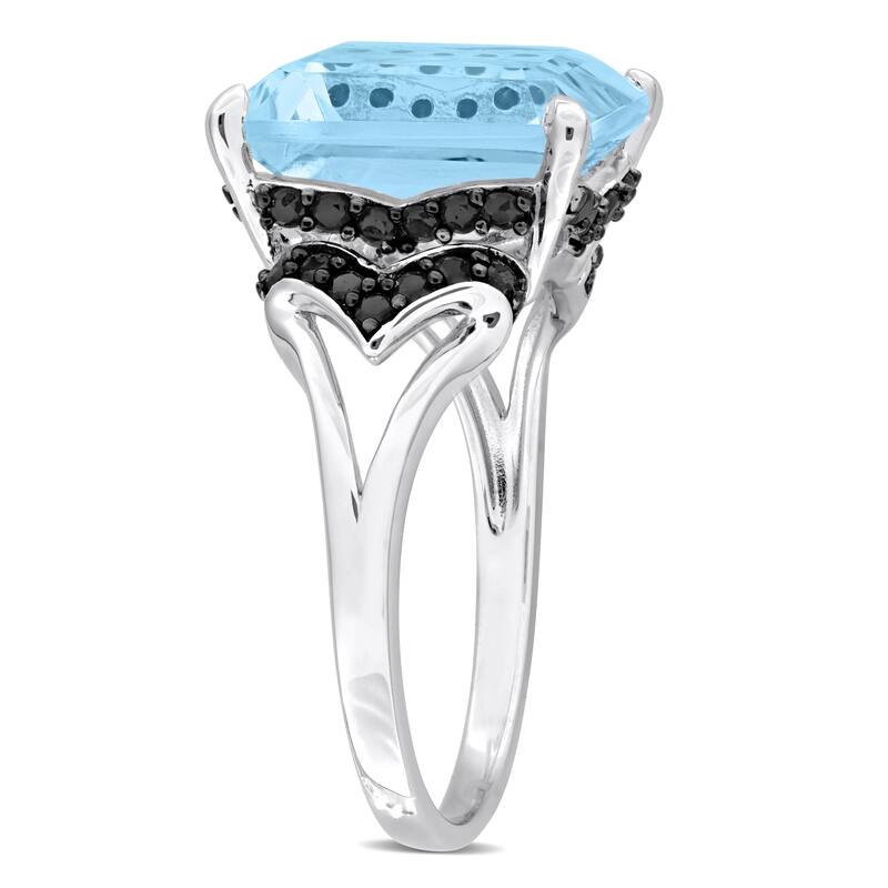 Miadora 7 7/8ct TGW Sky Blue and Black Topaz Fashion Ring Silver