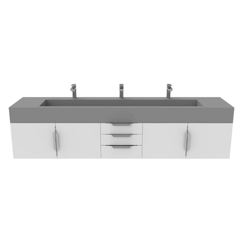 Nile 84" Wall Mounted Bathroom Vanity Set gr/ Gray Top