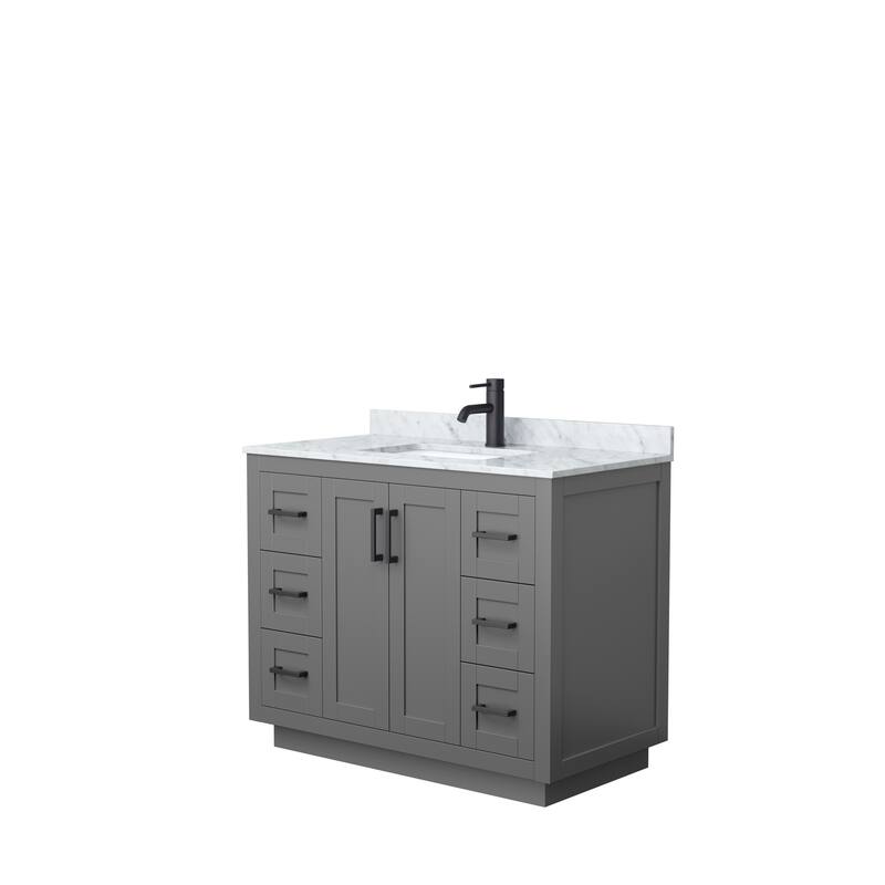 Miranda Single Vanity Set, White Carrara Marble Top, No Mirror