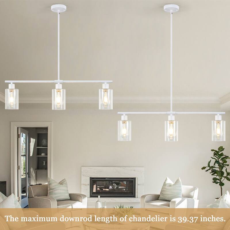 Modern Linear Ceiling Hanging Light 3-Lights Industrial Pendant Light with Adjustable Height for Living Room, Foyer - N/A