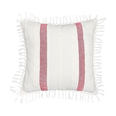 20" x 20" Nathan Garnet Striped Woven Square Throw Pillow