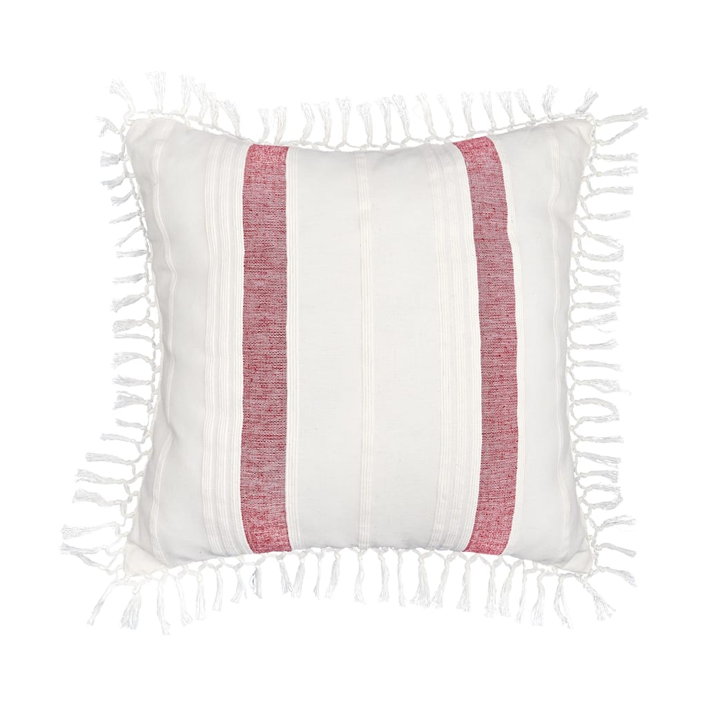 20" x 20" Nathan Garnet Striped Woven Square Throw Pillow