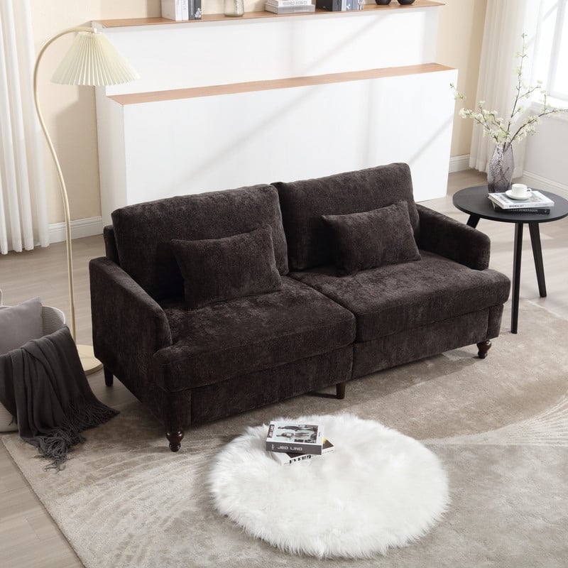 Modern chenille Fabric Loveseat, 2-Seat Upholstered Loveseat Sofa Modern Couch