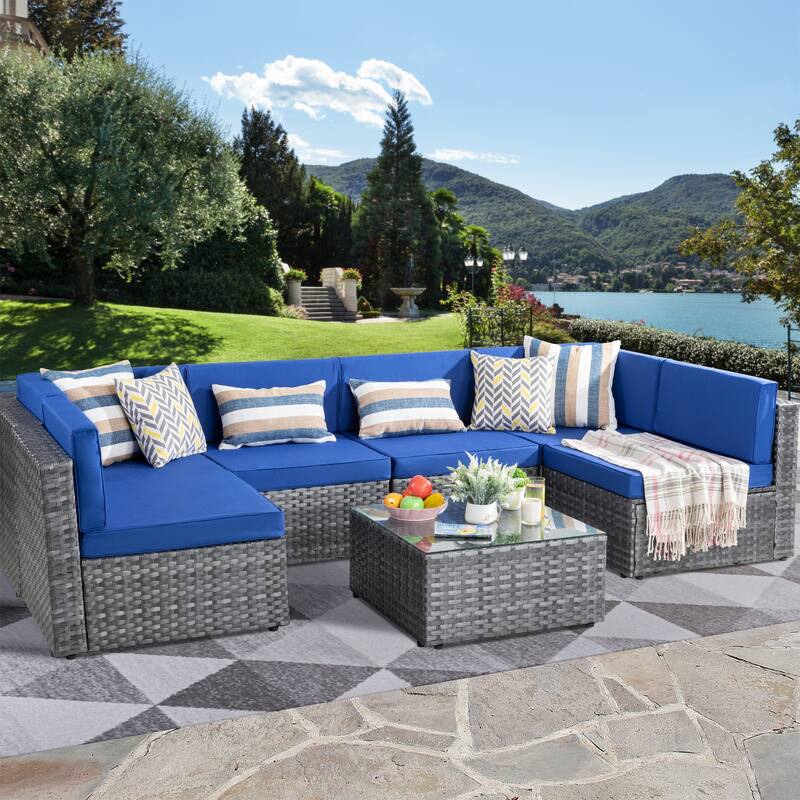 Futzca 7 Pieces Outdoor Patio Sectional Sofa Couch
