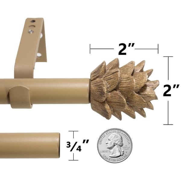dimension image slide 0 of 3, 3/4" Farmhouse Pinecone Curtain Rod Adjustable Designer Window Single Rod